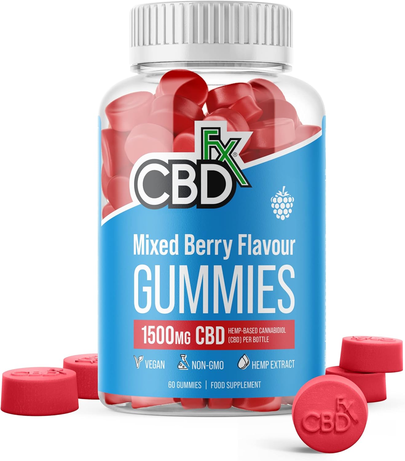 CBDFX 1500mg CBD High Strength Vegan Mixed Berry Gummie