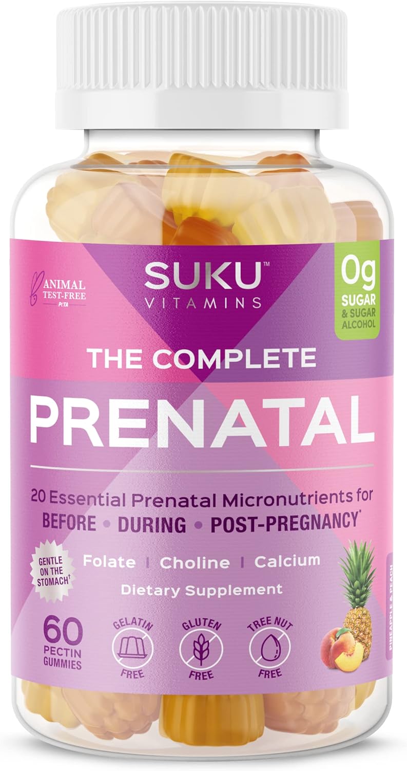 SUKU Vitamins - Complete Prenatal - Enriched with Calcium, Vitamin K2, Vitamin B12 and More Gummies 