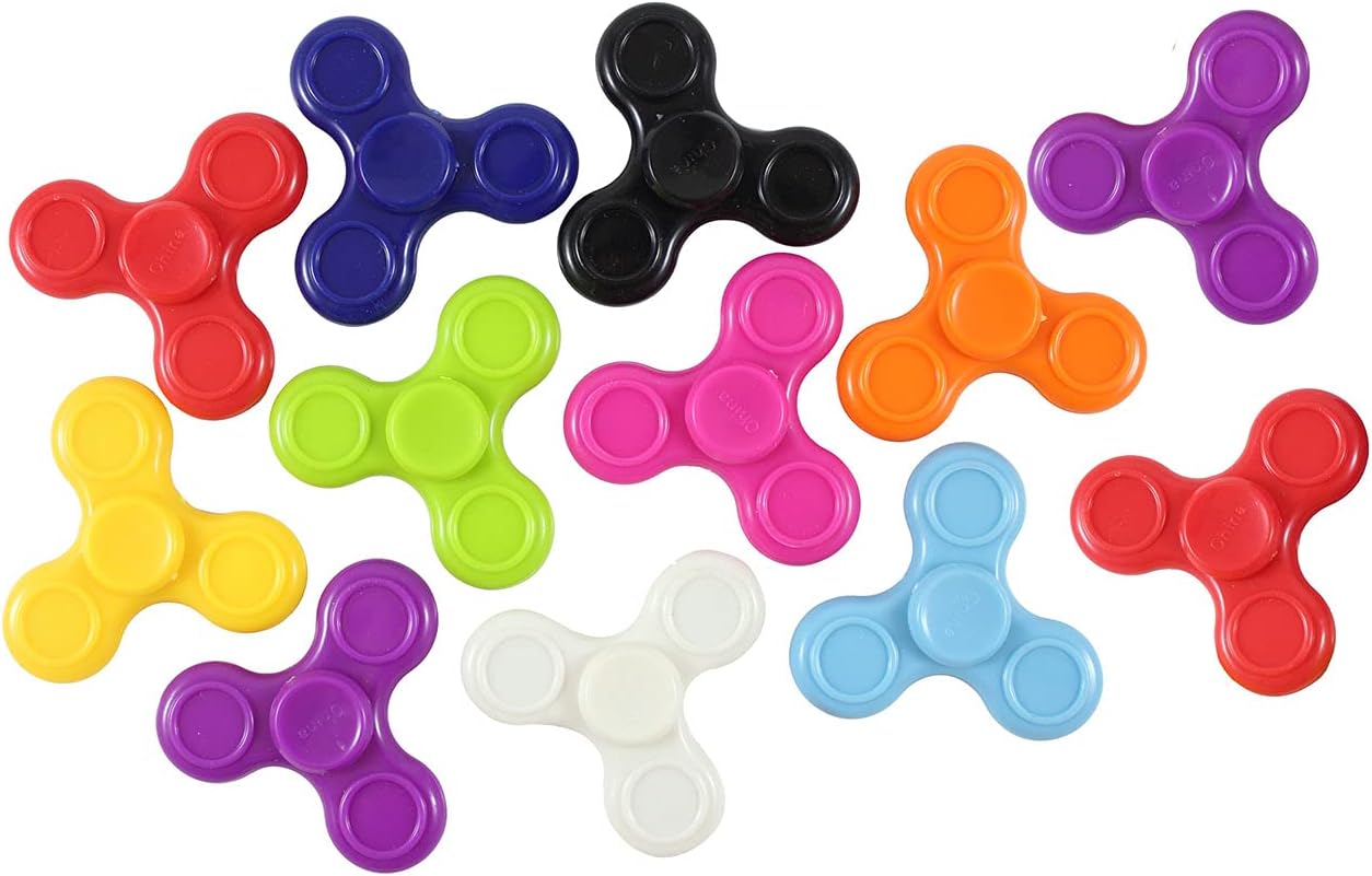 12 Mini Fidget Spinners - Fidget Toy - Sensory Stress Toy - Tiny Hand Spinner Toy - Party Favors (Ra