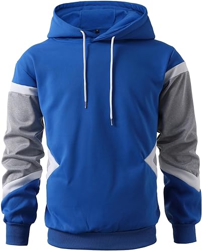 LQHHYLYX Mens Hoodie Multicolor Panel Sweatshirt