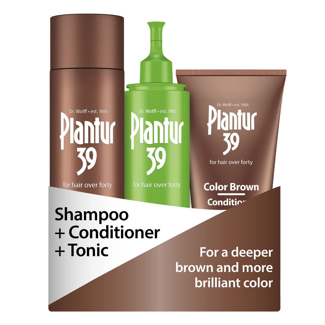 Plantur 39 Phyto-Caffeine Womens 3-Step System, Color Brown Brilliantly Brown Shampoo (8.45 fl oz), 