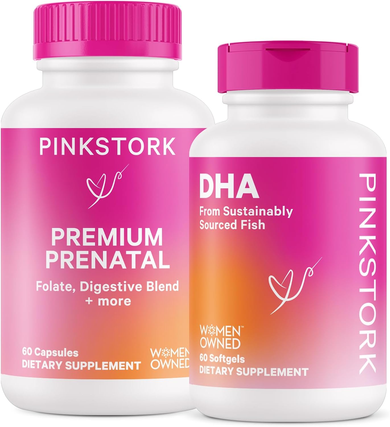 Pink Stork Premium Prenatal Duo: Premium Prenatal Vitamin + DHA, Prenatal Probiotics for Women, Omeg