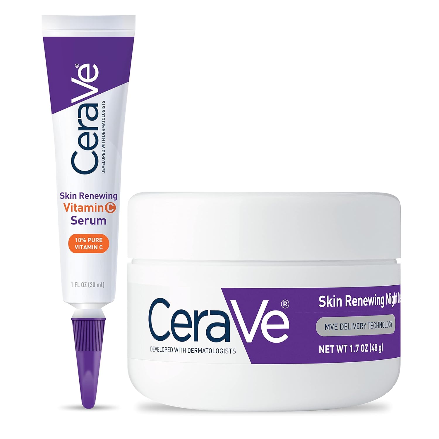 CeraVe Vitamin C Serum and Night Cream Skin Care Set | 