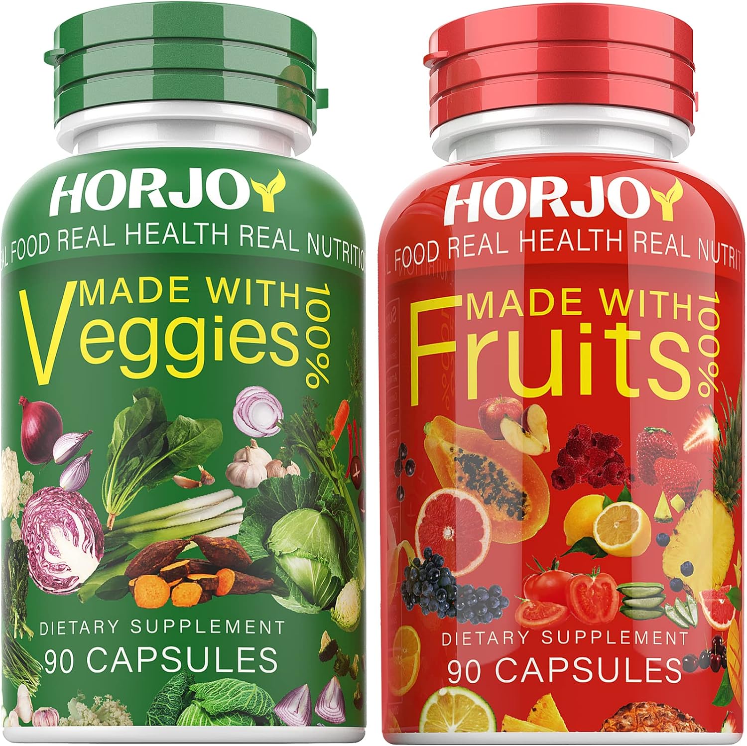 Horjoy Nature Fruits and Veggies/Vitamins Supplements Dietary Nutritional Balance 90 Fruit and 90 Ve