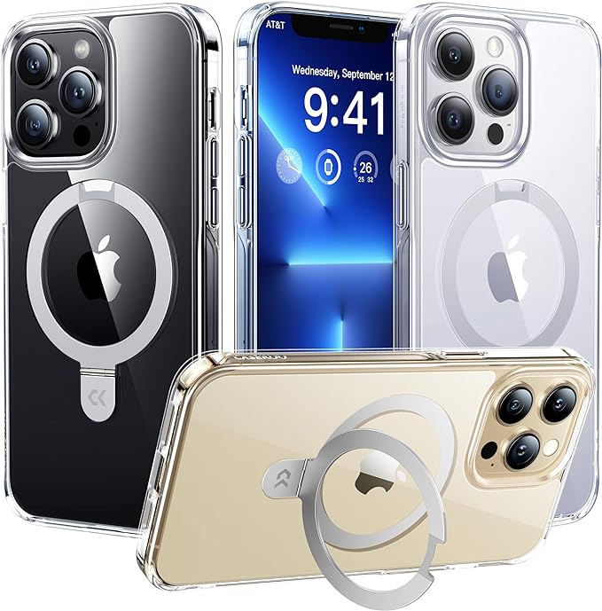 CASEKOO iPhone 13 Pro Magnetic Clear Case with Stand - MagSafe Compatible