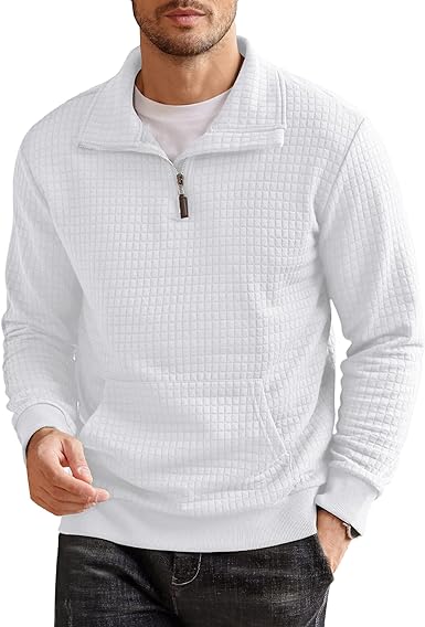 COOFANDY Men's Quarter Zip Sweatshirt Long Sleeve