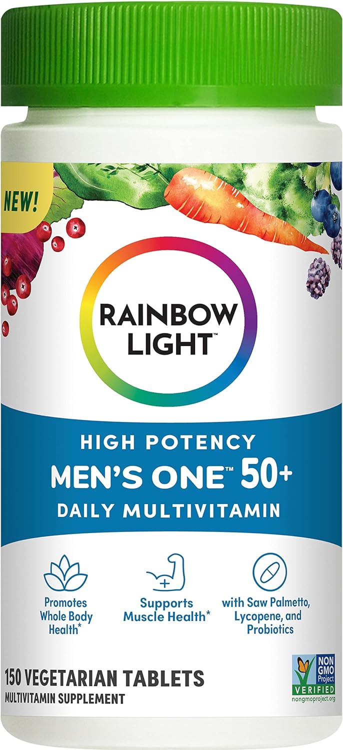 Rainbow Light Multivitamin for Men 50+, Vitamin C, D & Zinc, Probiotics, Men's One 50+ Multivita