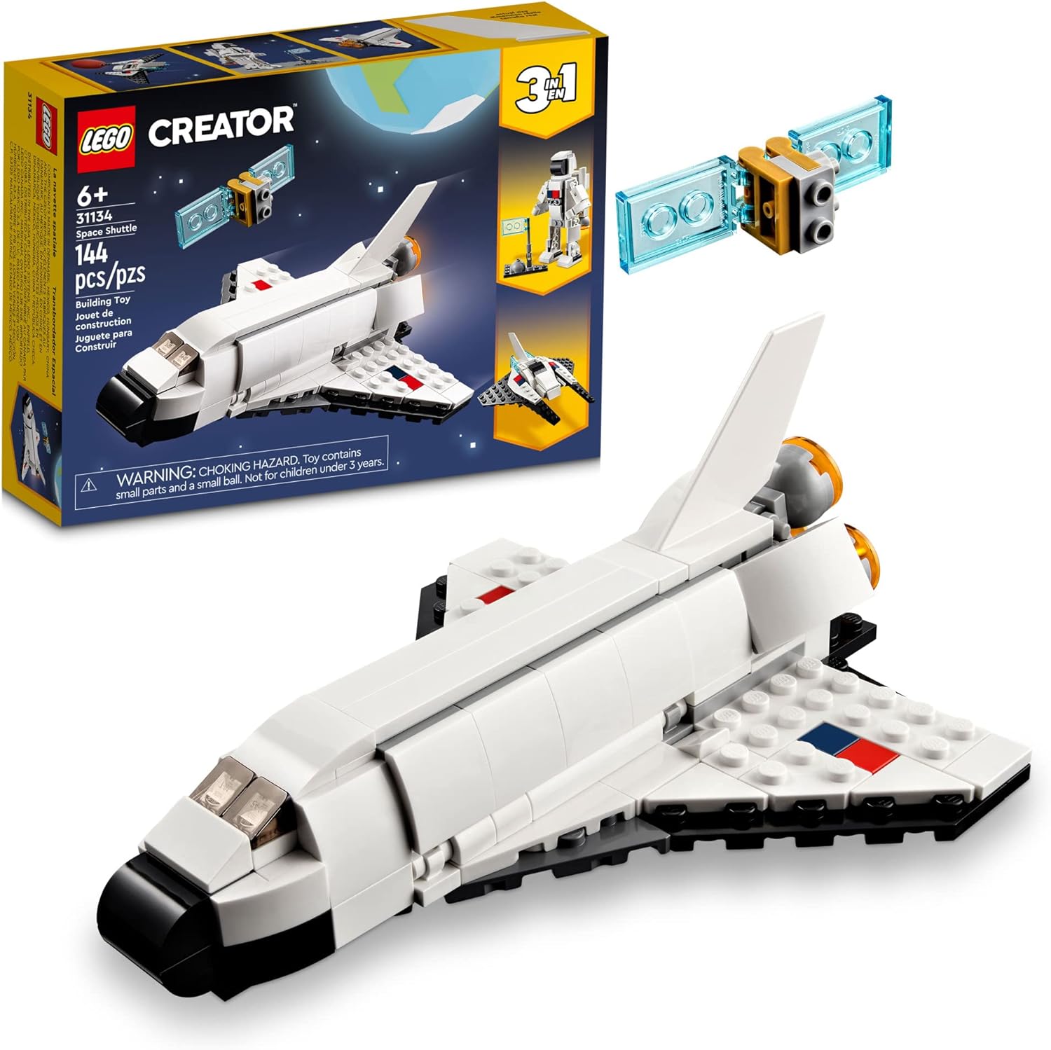 LEGO Creator 3 in 1 Space Shuttle Stocking Stuffer for Kids, Creative Gift Idea for Boys and Girls A