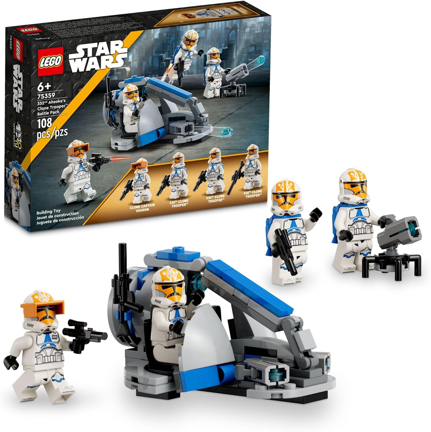 Lego Star Wars 332nd Ahsoka’s Clone Trooper Battle Pack 75359 Building Toy Set with 4 Star Wars Fi