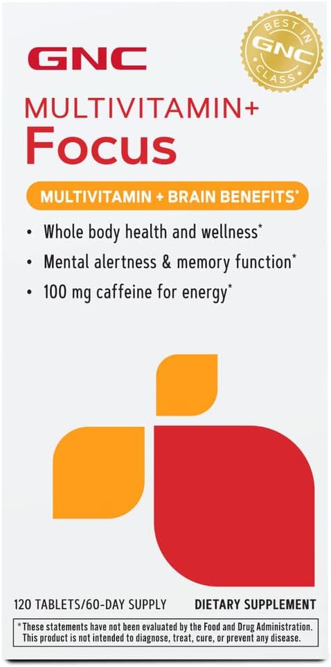 GNC Multivitamin+ Focus + Brain Benefits* - 120 Tablets (60 Servings)
