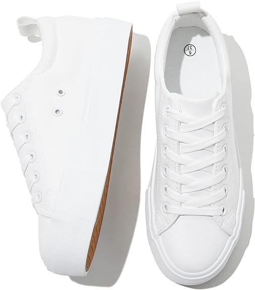 SERNIAL Womens White Platform Sneakers