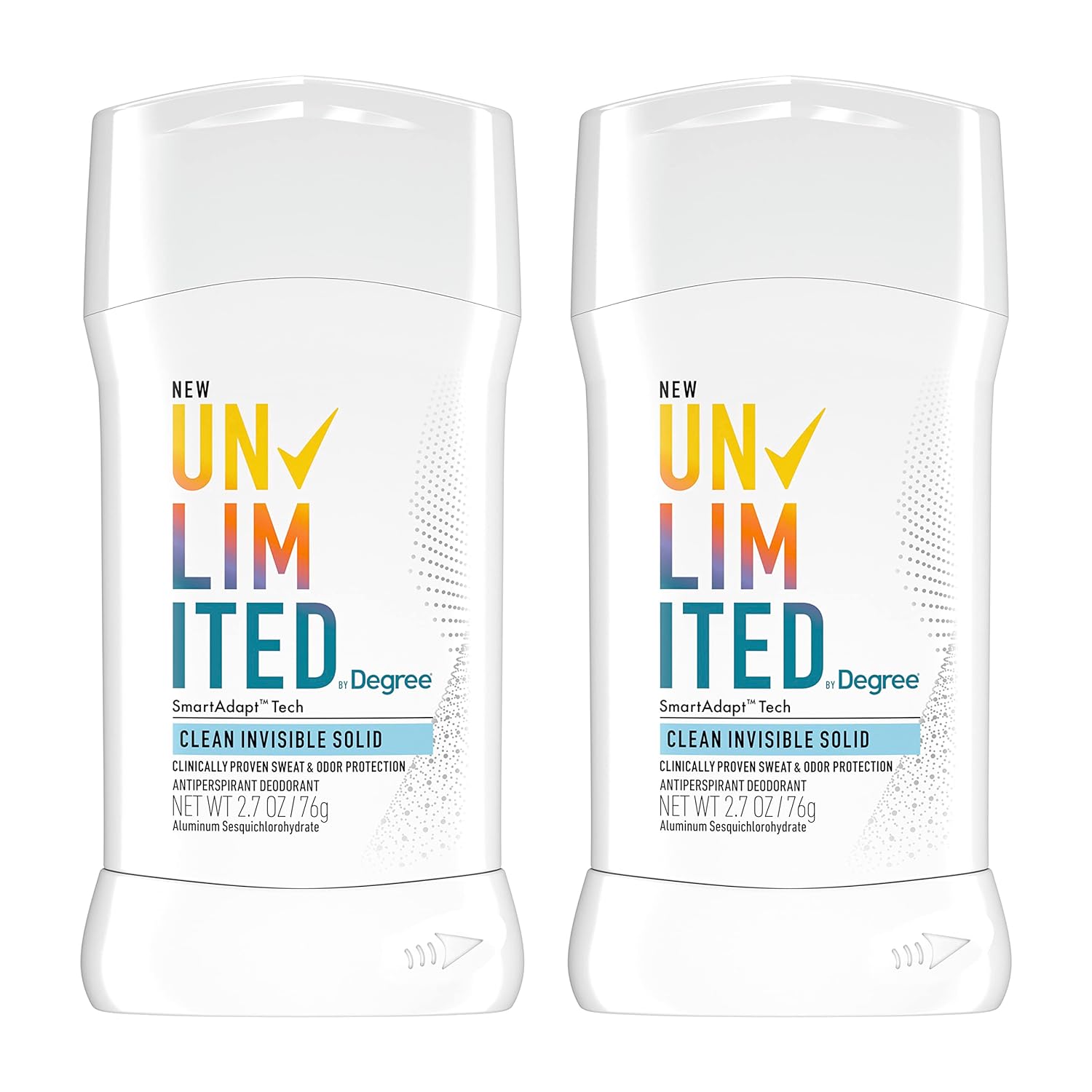 Degree Unlimited Antiperspirant Deodorant Stick Clean 2 Count Long-Lasting Sweat & Odor Protecti