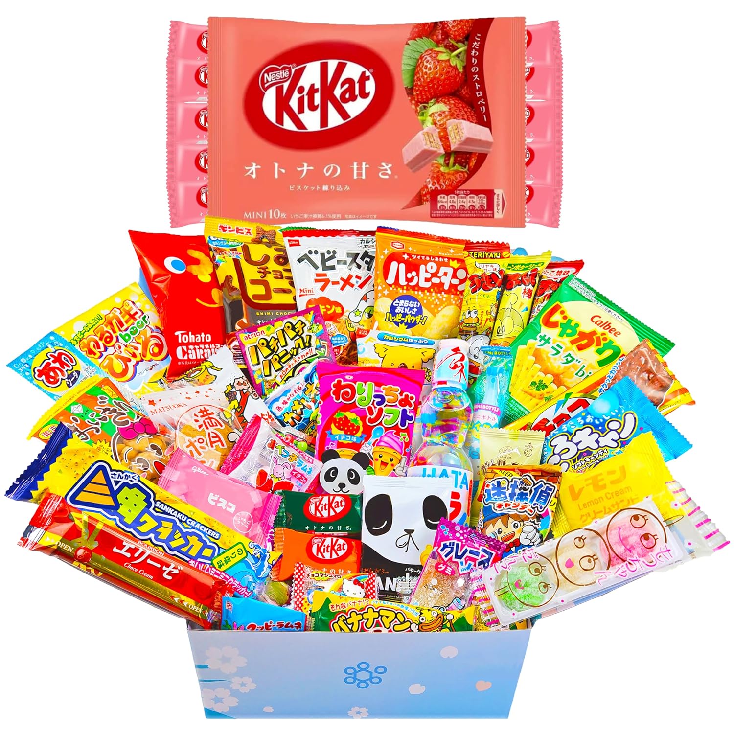 Japanese Snack Box and Kit Kat Bundle - 50 Japanese Candy & Snacks + 10 Strawberry KitKats