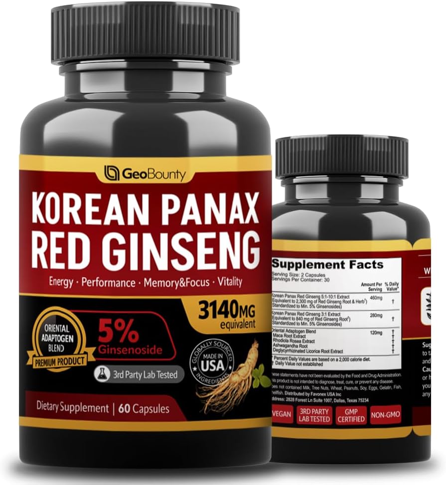 GEO BOUNTY Ginseng, Panax Ginseng Supplements Capsule, 