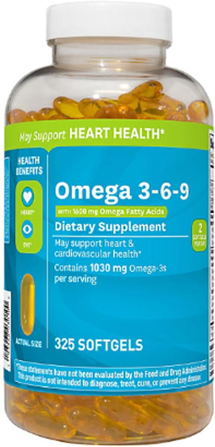 Omega 3-6-9 Dietary Supplement (325 ct.) - Promote Visual Function and Eye Health - Support Heart, C