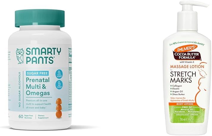 SmartyPants Prenatal Vitamins for Women, Sugar Free Multivitamin Gummies & Palmer's Cocoa Butter