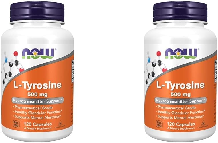 NOW Supplements, L-Tyrosine 500 mg, Supports Mental Alertness*, Neurotransmitter Support*, 120 Capsu