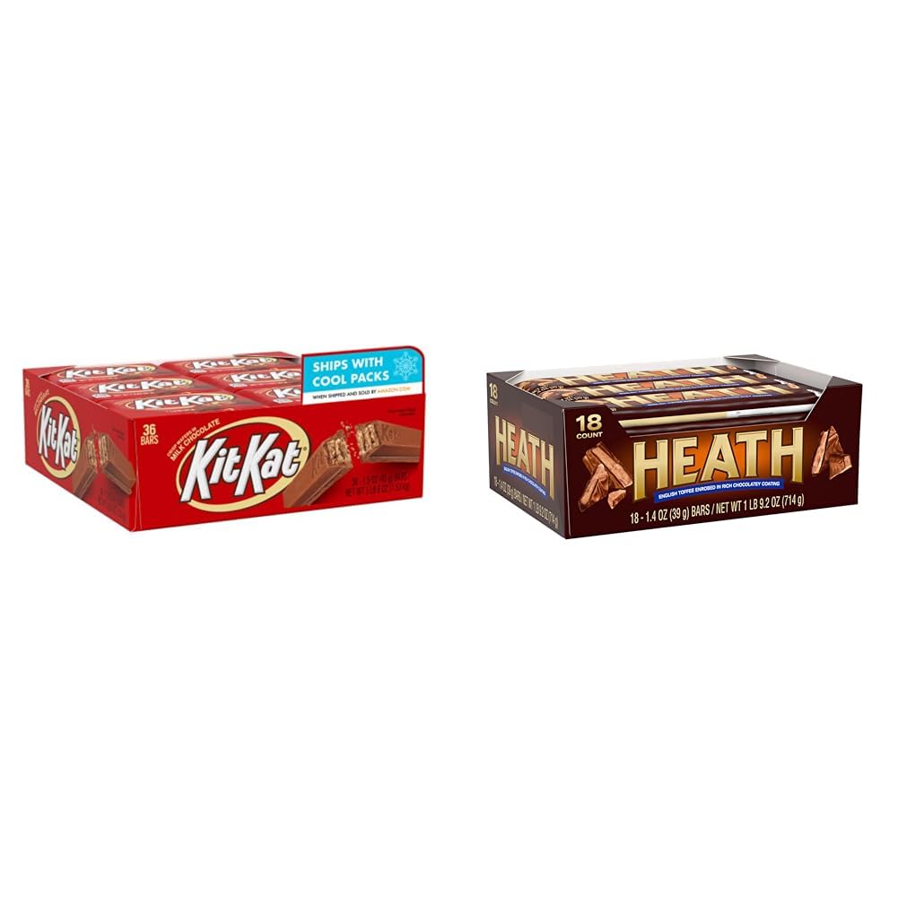 KIT KAT Candy Bar, 1.5 Ounce Bar (Pack of 36) & HEATH Milk Chocolate and English Toffee