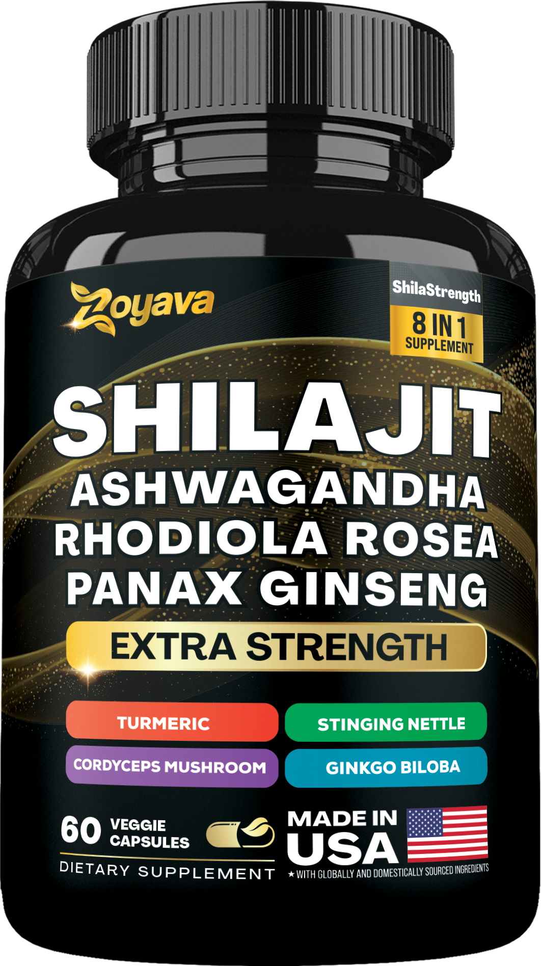 Zoyava ShilaStrength Powerful Shilajit Blend 180 count 1000mg