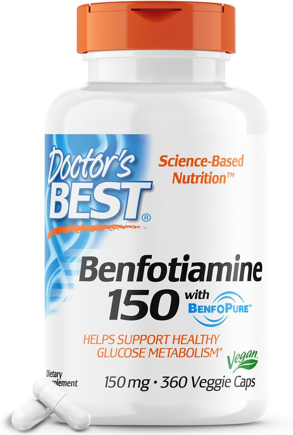 Doctor's Best BenFotiamine with BenfoPure, Non-GMO, Gluten Free, Vegan, Helps Maintain Blood Sugar L