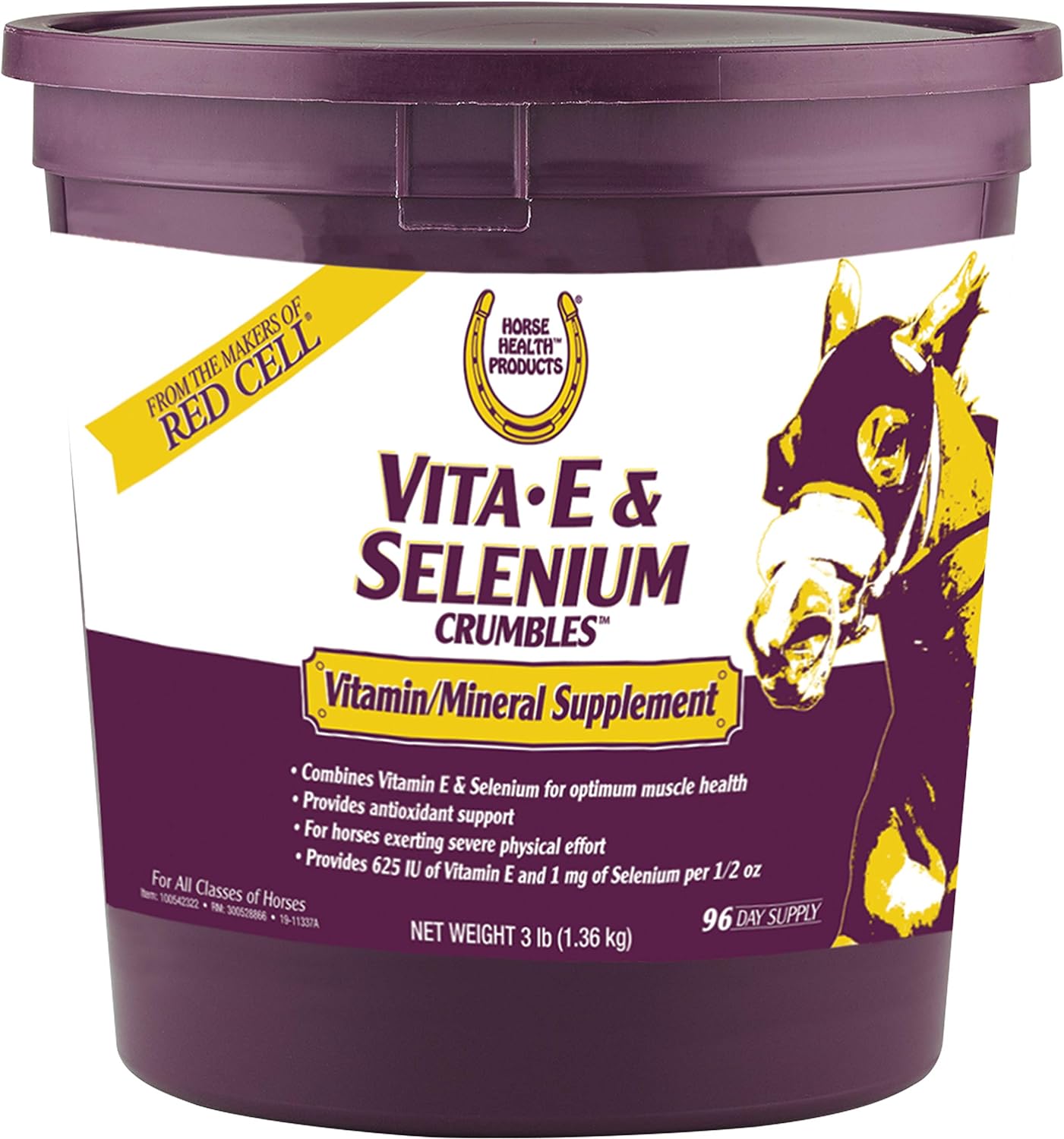Horse Health Vita E & Selenium Crumbles Horse Vitamin Supplement, Supports optimal muscle health